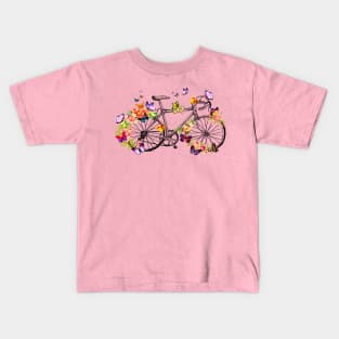 Butterfly flower racing bicycle T-Shirt Kids T-Shirt